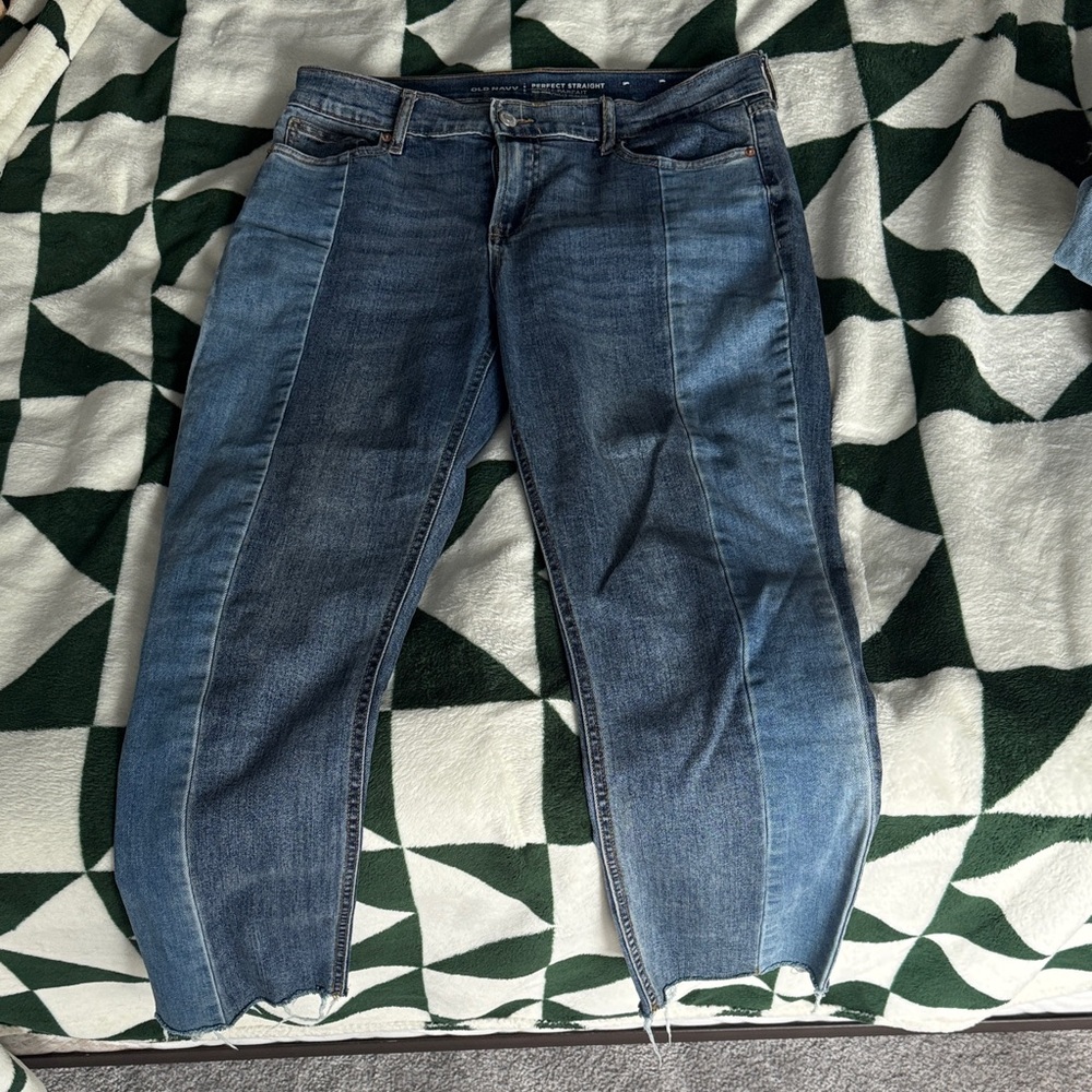 Old Navy Women's Straight Leg Jeans - Dark Blue